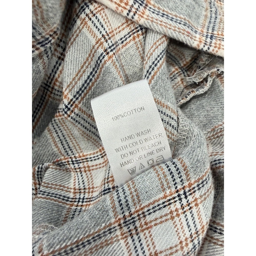 143 Story by Line Up Plaid Flannel Shirt Large Cotton Raw Frayed Hem Grunge - Picture 5 of 7